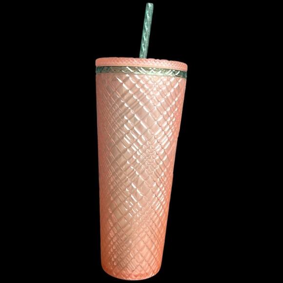 STARBUCKS Pearl Peach Jeweled Diamond Venti Cold Cup Tumbler 24 oz - Picture 2 of 10